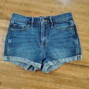 Hollister California Vintage Stretch Denim Roll-Cuff High Rise Shortie Shorts 1